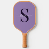 Schattigee Paarse Monogram Initiaal + Naam Pickleball Paddle (Voorkant)