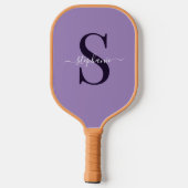 Schattigee Paarse Monogram Initiaal + Naam Pickleball Paddle (Achterkant)