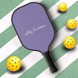 Schattigee Paarse Monogram Volledige Naam Pickleball Paddle