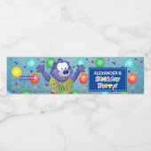 Schattigee Paarse Monster Boy Verjaardagsfeestje Waterfles Etiket (Enkel label)