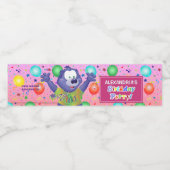 Schattigee Paarse Monster Meisje Verjaardagsfeestj Waterfles Etiket (Enkel label)