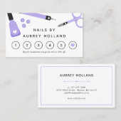 Schattigee Paarse Nail Artist Tools Loyalty Kaart Visitekaartje (Voorkant / Achterkant)