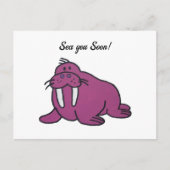 Schattigee Paarse Oceaan Walrus Kinder Natuur Cart Briefkaart (Voorkant)