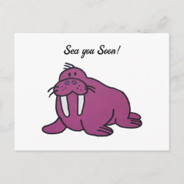 Schattigee Paarse Oceaan Walrus Kinder Natuur Cart Briefkaart