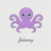 Schattigee paarse octopus aangepaste naam sticker (Voorkant)
