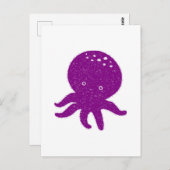 Schattigee Paarse Octopus Oude Print Briefkaart (Voorkant / Achterkant)