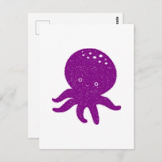 Schattigee Paarse Octopus Oude Print Briefkaart (Voorkant / Achterkant)