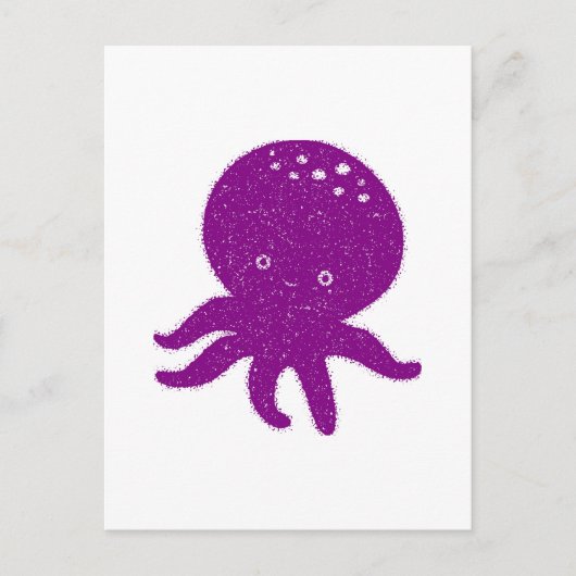 Schattigee Paarse Octopus Oude Print Briefkaart (Voorkant)