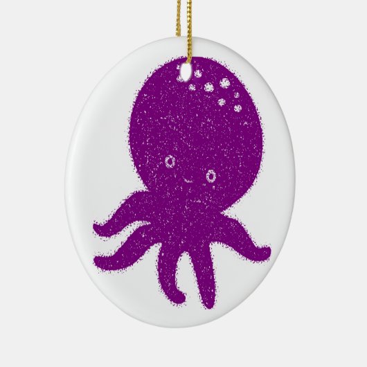 Schattigee Paarse Octopus Oude Print Keramisch Ornament (Rechts)