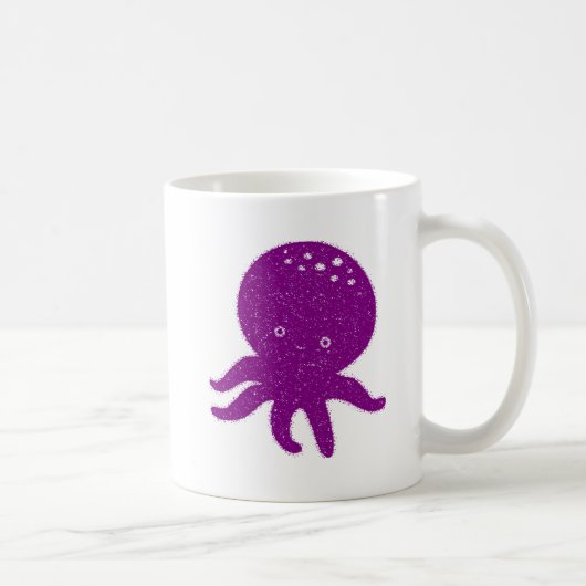 Schattigee Paarse Octopus Oude Print Koffiemok (Rechts)