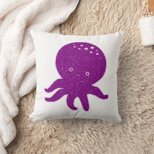 Schattigee Paarse Octopus Oude Print Kussen (Deken)