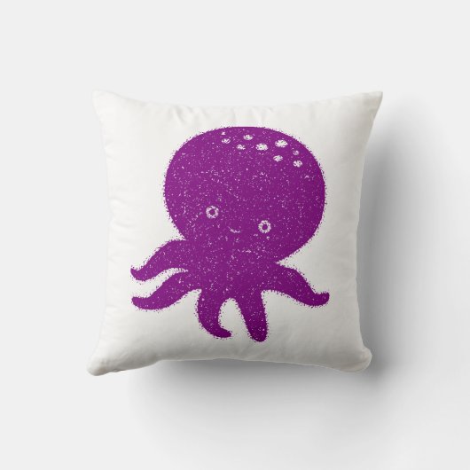 Schattigee Paarse Octopus Oude Print Kussen (Achterkant)