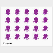 Schattigee Paarse Octopus Oude Print Ronde Sticker (Vel)