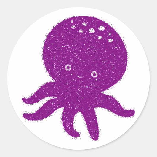 Schattigee Paarse Octopus Oude Print Ronde Sticker (Voorkant)