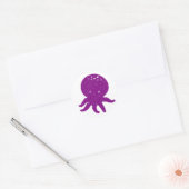 Schattigee Paarse Octopus Oude Print Ronde Sticker (Envelop)