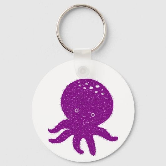 Schattigee Paarse Octopus Oude Print Sleutelhanger (Voorkant)