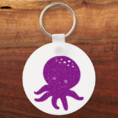 Schattigee Paarse Octopus Oude Print Sleutelhanger (Voorkant)