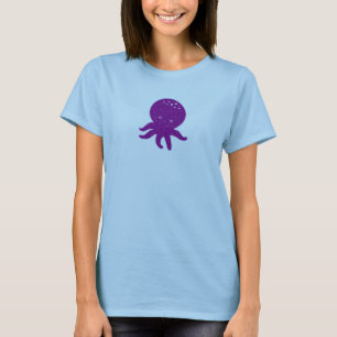 Schattigee Paarse Octopus Oude Print T-shirt