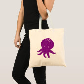 Schattigee Paarse Octopus Oude Print Tote Bag (Voorkant (product))