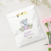 Schattigee Paarse Olifant / Lavendel Waterverf Blo Bedankzakje (Gezegeld)