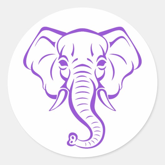 Schattigee Paarse Olifant Moeder Ontwerp Voor Olif Ronde Sticker (Voorkant)