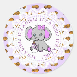 Schattigee Paarse olifant Ronde Sticker