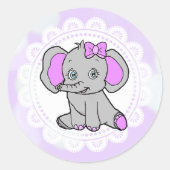 Schattigee Paarse olifant Ronde Sticker (Voorkant)