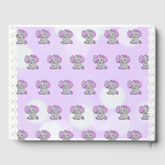 Schattigee Paarse Olifant thema Meisjes Baby showe Gastenboek (Achterkant)