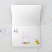 Schattigee Paarse paashaas en kuiken paaseierjacht Bedankkaart (Binnen)