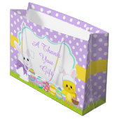 Schattigee Paarse paashaas en kuiken paaseierjacht Groot Cadeauzakje (Voorkant Gekanteld)