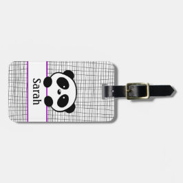 Schattigee Paarse Panda Beer Bagagelabel