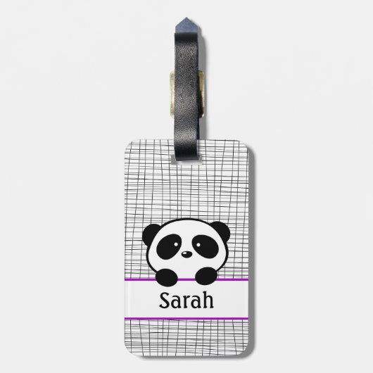 Schattigee Paarse Panda Beer Bagagelabel (Achterkant verticaal)