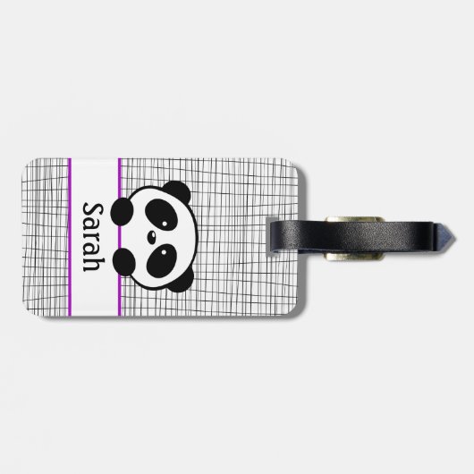 Schattigee Paarse Panda Beer Bagagelabel (Achterkant horizontaal)