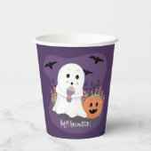 Schattigee Paarse Paper Cup met Halloween Ghost Papieren Bekers (Achterkant)