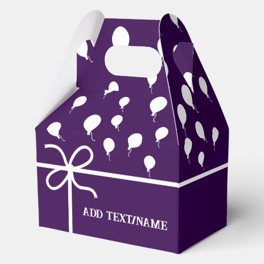 Schattigee Paarse partij ballonnen en linten op ma Bedankdoosjes (Voorkant)