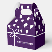 Schattigee Paarse partij ballonnen en linten op ma Bedankdoosjes (Achterkant)