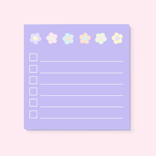 Schattigee Paarse pastelbloemen mini checklist Post-it® Notes