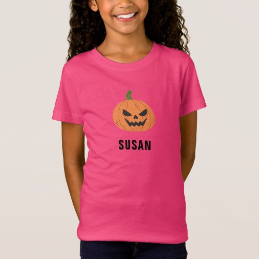 Schattigee Paarse Pompoen Custom Name Halloween T-shirt (Voorkant)