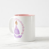 Schattigee Paarse prinses gepersonaliseerd Tweekleurige Koffiemok (Voorkant links)