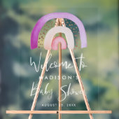 Schattigee Paarse Regenboog Baby shower Welkom Acryl Bord (Neutraal)