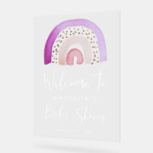 Schattigee Paarse Regenboog Baby shower Welkom Acryl Bord (Hoek)