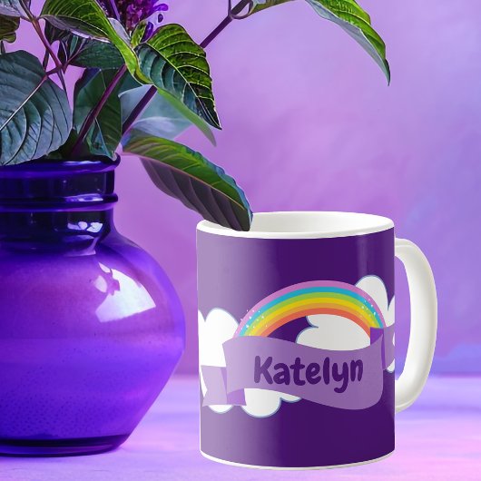 Schattigee Paarse regenboog  gepersonaliseerd Koffiemok