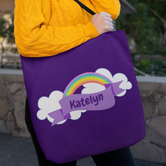 Schattigee Paarse regenboog gepersonaliseerd Tote Bag