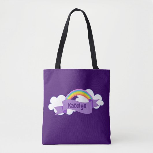 Schattigee Paarse regenboog gepersonaliseerd Tote Bag (Voorkant)
