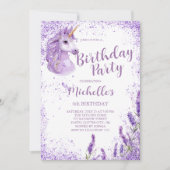 Schattigee Paarse regenboog Glitter Floral Eenhoor Kaart (Voorkant)