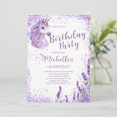 Schattigee Paarse regenboog Glitter Floral Eenhoor Kaart (Staand voorkant)