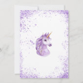 Schattigee Paarse regenboog Glitter Floral Eenhoor Kaart (Achterkant)