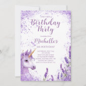 Schattigee Paarse Regenboog Glitter Floral Eenhoor Kaart (Voorkant)