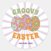 Schattigee Paarse Retro Groovy Paasfeest Ronde Sticker (Voorkant)