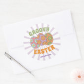 Schattigee Paarse Retro Groovy Paasfeest Ronde Sticker (Envelop)